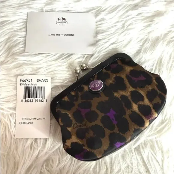 NWT Coach y2k Sis Ocelot Cheetah Kisslock Coin Purse - Picture 1 of 9